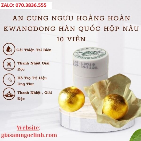 An Cung Ngưu Hoàng Hoàn Kwangdong Hàn Quốc Hộp Nâu 10 Viên