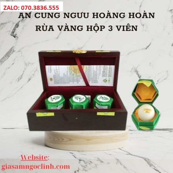 An Cung Ngưu Hoàng Hoàn Rùa Vàng Hộp 3 Viên