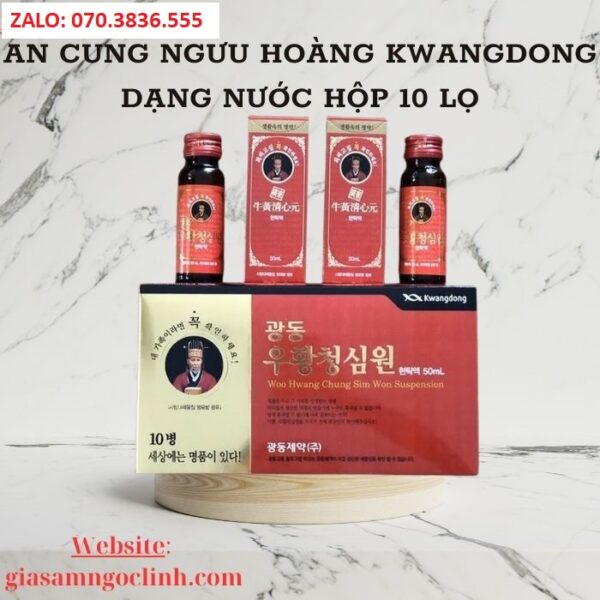 An Cung Ngưu Hoàng Kwangdong Dạng Nước Hộp 10 Lọ