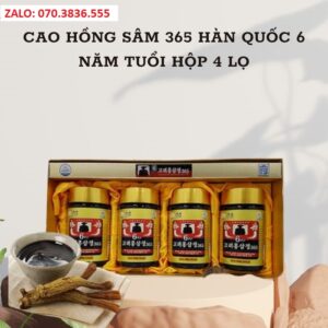 Cao Hong Sam 365 Han Quoc 6 Nam Tuoi Hop 4 Lo 3