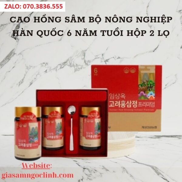 Cao Hồng Sâm Bộ Nông Nghiệp Hàn Quốc 6 Năm Tuổi Hộp 2 Lọ
