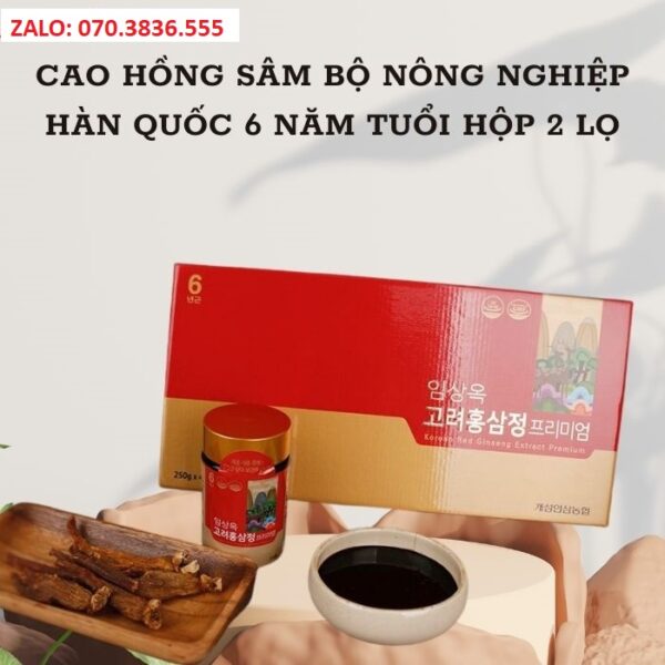 Cao Hồng Sâm Bộ Nông Nghiệp Hàn Quốc 6 Năm Tuổi Hộp 2 Lọ