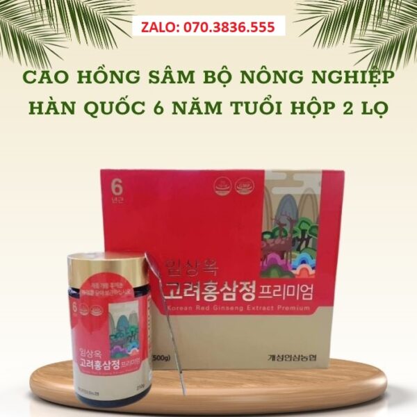 Cao Hồng Sâm Bộ Nông Nghiệp Hàn Quốc 6 Năm Tuổi Hộp 2 Lọ
