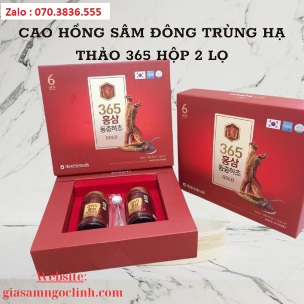 Cao Hồng Sâm Đông Trùng Hạ Thảo 365 Hộp 2 Lọ