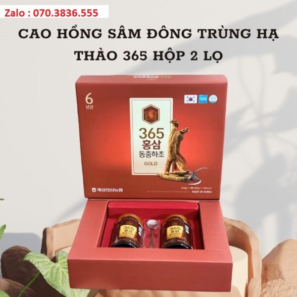 Cao Hồng Sâm Đông Trùng Hạ Thảo 365 Hộp 2 Lọ
