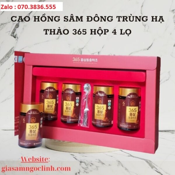 Cao Hồng Sâm Đông Trùng Hạ Thảo 365 Hộp 4 Lọ