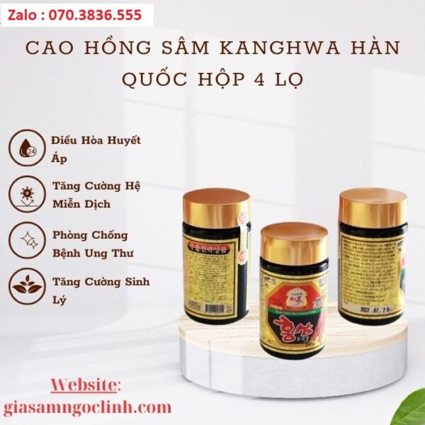 Cao Hồng Sâm Kanghwa Hàn Quốc Hộp 4 Lọ