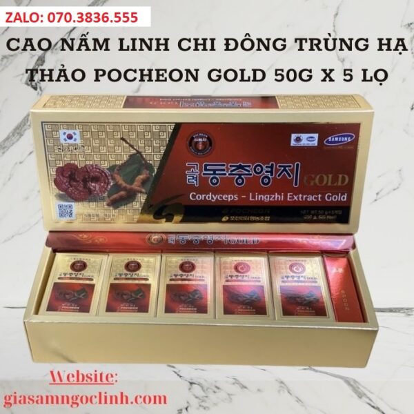 Cao Nấm Linh Chi Đông Trùng Hạ Thảo Pocheon Gold 50g x 5 lọ