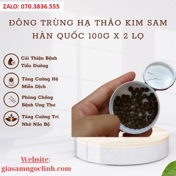 Đông Trùng Hạ Thảo Kim Sam Hàn Quốc 100g x 2 lọ