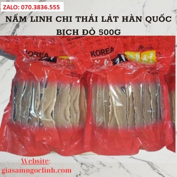 Nấm Linh Chi Thái Lát Hàn Quốc Bịch Đỏ 500g