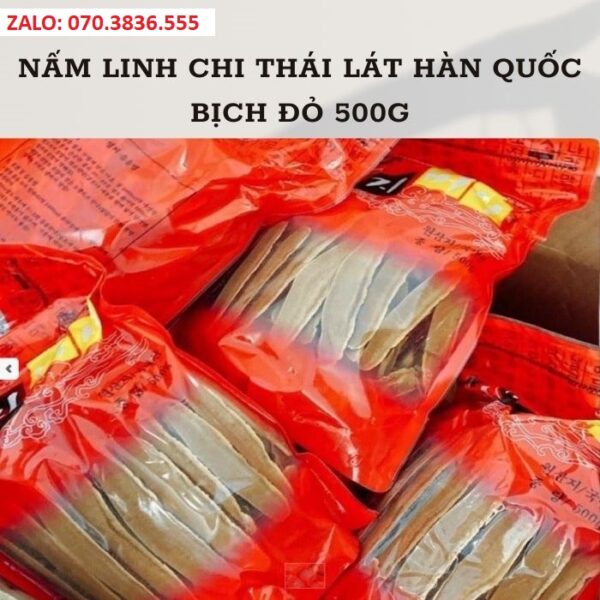 Nấm Linh Chi Thái Lát Hàn Quốc Bịch Đỏ 500g