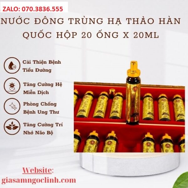 Nước Đông Trùng Hạ Thảo Hàn Quốc Hộp 20 Ống x 20ml