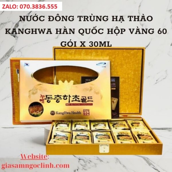 Nước Đông Trùng Hạ Thảo KangHwa Hàn Quốc Hộp Vàng 60 gói x 30ml