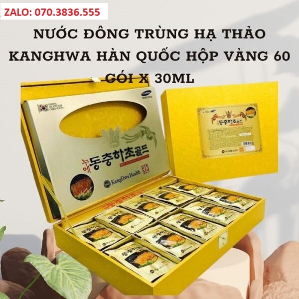 Nước Đông Trùng Hạ Thảo KangHwa Hàn Quốc Hộp Vàng 60 gói x 30ml