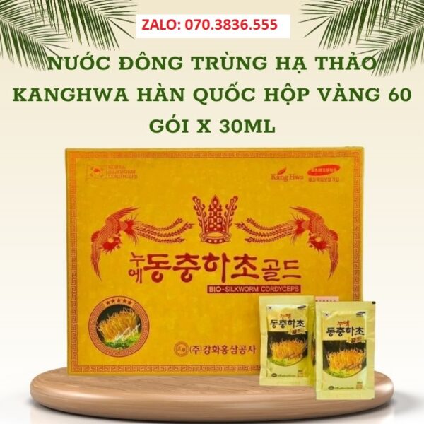 Nước Đông Trùng Hạ Thảo KangHwa Hàn Quốc Hộp Vàng 60 gói x 30ml