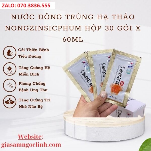 Nước Đông Trùng Hạ Thảo Nongzinsicphum hộp 30 gói x 60ml