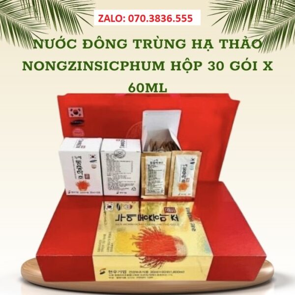 Nước Đông Trùng Hạ Thảo Nongzinsicphum hộp 30 gói x 60ml