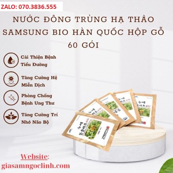 Nước Đông Trùng Hạ Thảo Samsung Bio Hàn Quốc Hộp Gỗ 60 Gói