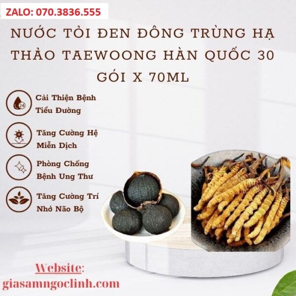 Nước Tỏi Đen Đông Trùng Hạ Thảo TAEWOONG Hàn Quốc 30 gói x 70ml
