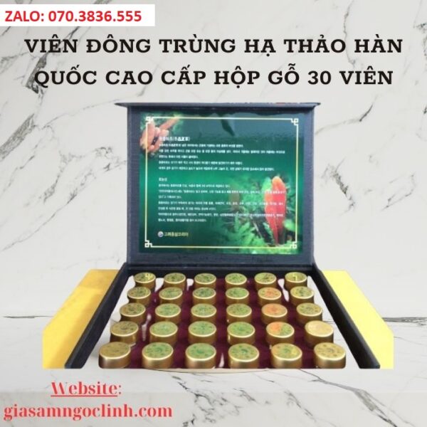 Viên Đông Trùng Hạ Thảo Hàn Quốc Cao Cấp Hộp Gỗ 30 Viên
