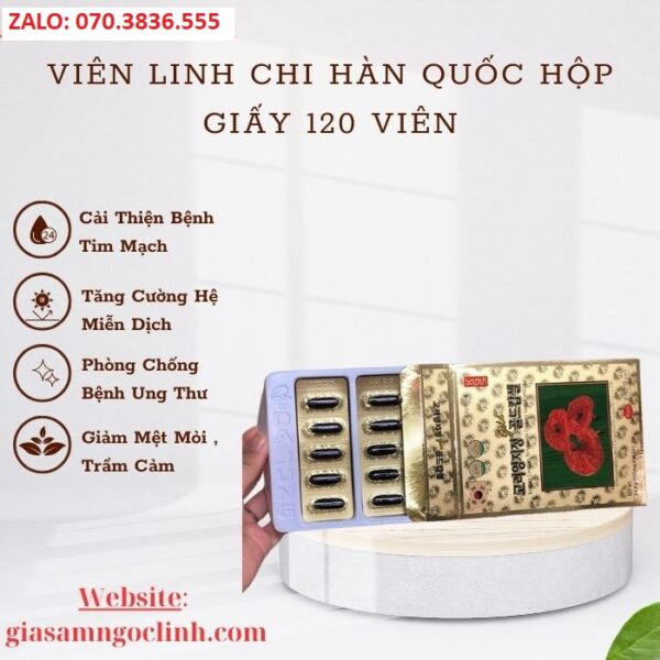 Viên Linh Chi Hàn Quốc Hộp Giấy 120 Viên