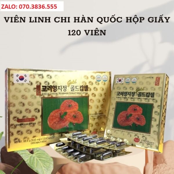 Viên Linh Chi Hàn Quốc Hộp Giấy 120 Viên