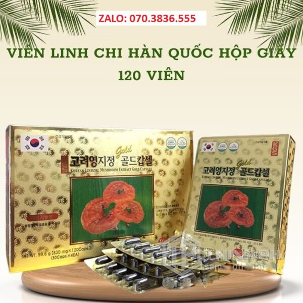 Viên Linh Chi Hàn Quốc Hộp Giấy 120 Viên
