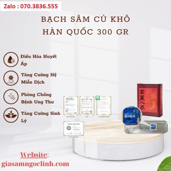 Bạch Sâm Củ Khô Hàn Quốc 300 gr