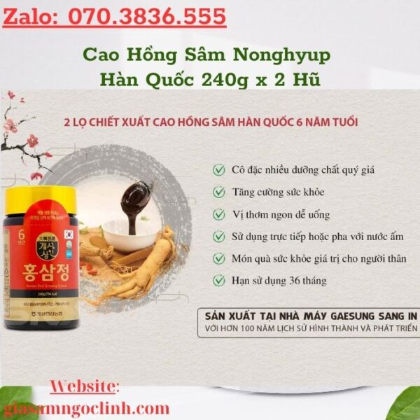 Cao Hồng Sâm Nonghyup Hàn Quốc 240g x 2 Hũ