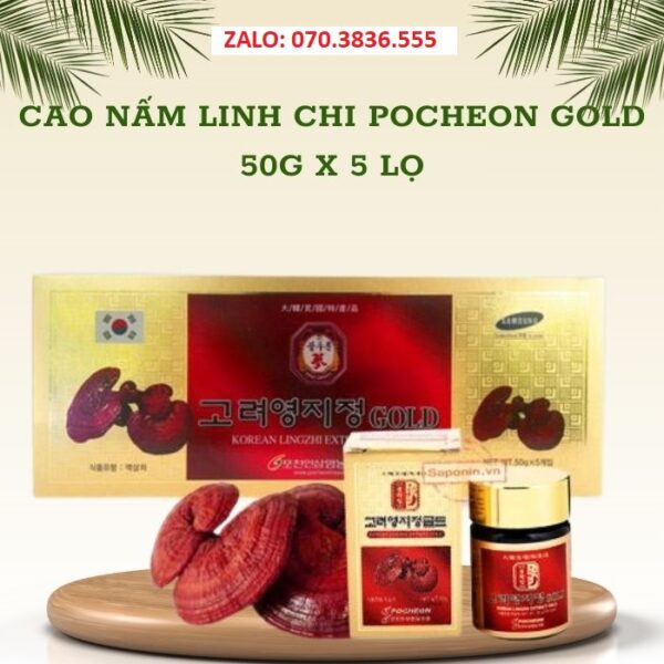 Cao Nấm Linh Chi Pocheon Gold 50g x 5 lọ