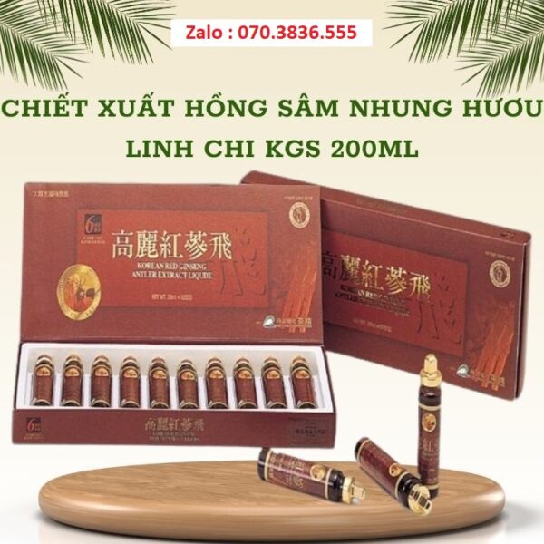 Chiết Xuất Hồng Sâm Nhung Hươu Linh Chi KGS 200ml