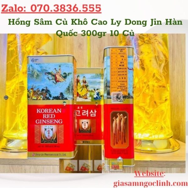 Hồng Sâm Củ Khô Cao Ly Dong Jin Hàn Quốc 300gr 10 Củ