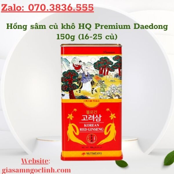 Hồng Sâm Củ Khô HQ Premium Daedong 150g (16-25 củ)