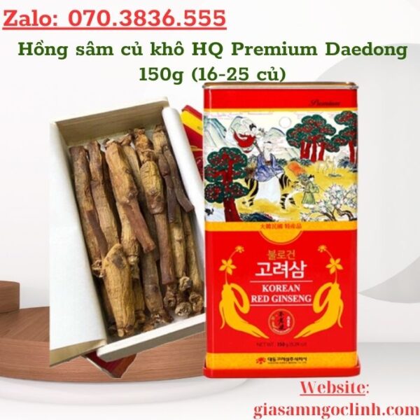 Hồng Sâm Củ Khô HQ Premium Daedong 150g (16-25 củ)