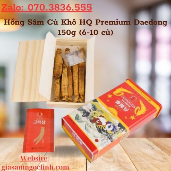 Hồng Sâm Củ Khô HQ Premium Daedong 150g (6-10 củ)