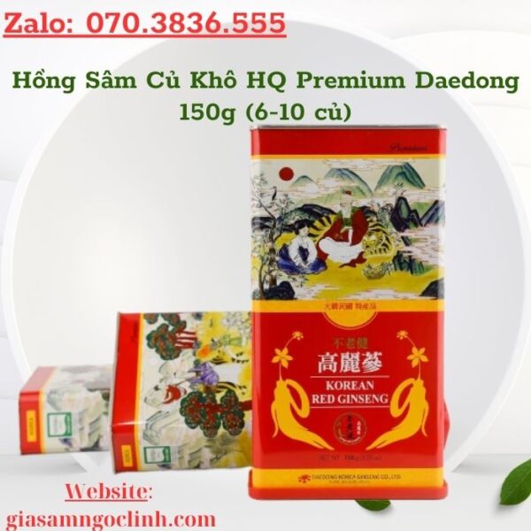 Hồng Sâm Củ Khô HQ Premium Daedong 150g (6-10 củ)