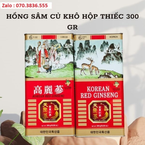 Hồng Sâm Củ Khô Hộp Thiếc 300 gr