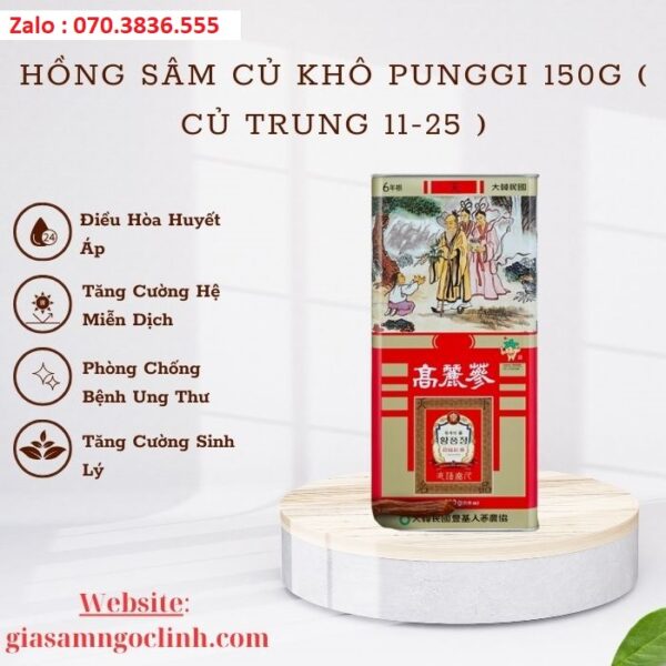 Hồng Sâm Củ Khô PUNGGI 150g ( Củ Trung 11-25 )