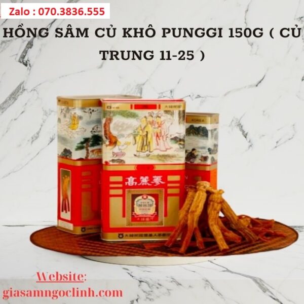 Hồng Sâm Củ Khô PUNGGI 150g ( Củ Trung 11-25 )