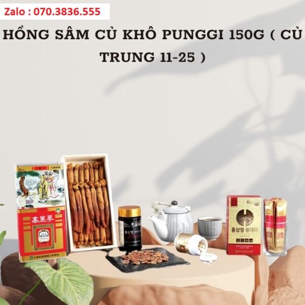 Hồng Sâm Củ Khô PUNGGI 150g ( Củ Trung 11-25 )