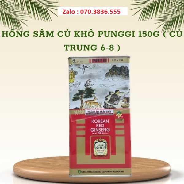 Hồng Sâm Củ Khô PUNGGI 150g ( Củ Trung 6-8 )