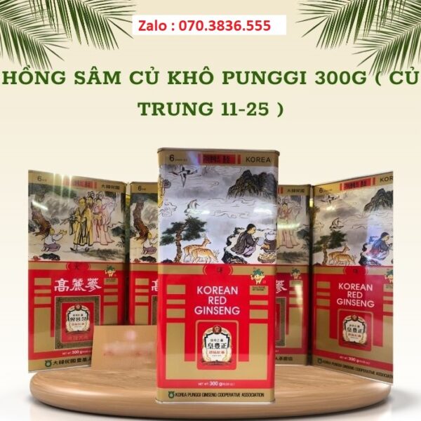 Hồng Sâm Củ Khô PUNGGI 300g ( Củ Trung 11-25 )