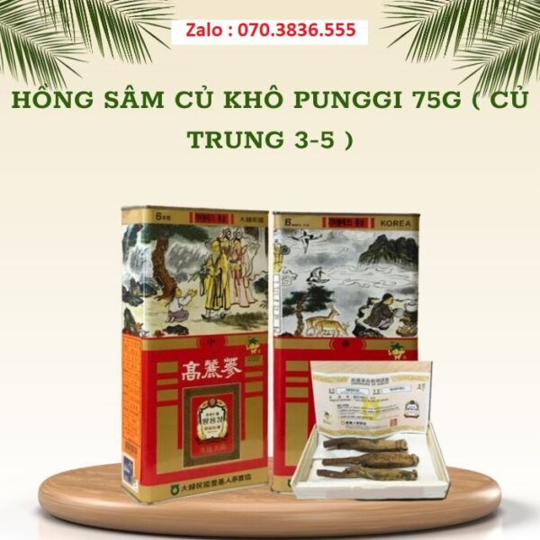 Hồng Sâm Củ Khô PUNGGI 75g ( Củ Trung 3-5 )