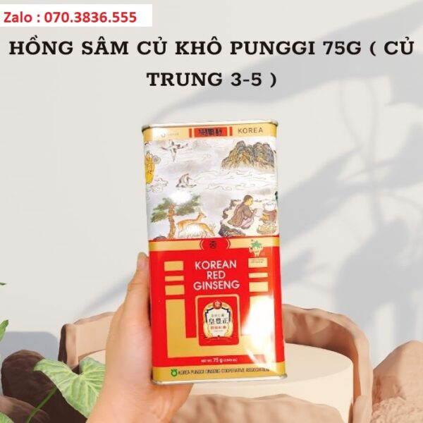 Hồng Sâm Củ Khô PUNGGI 75g ( Củ Trung 3-5 )
