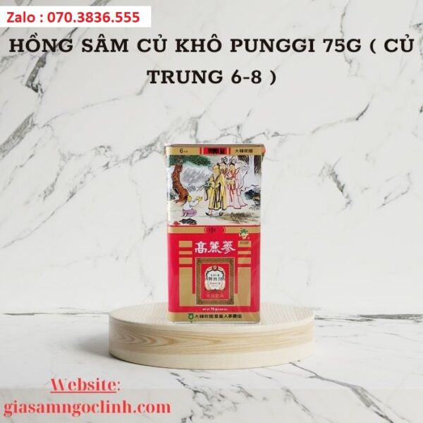 Hồng Sâm Củ Khô PUNGGI 75g ( Củ Trung 6-8 )