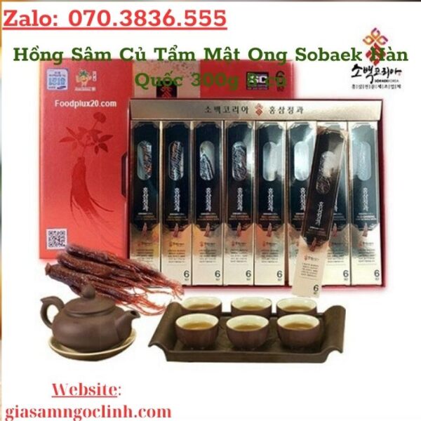 Hồng Sâm Củ Tẩm Mật Ong Sobaek Hàn Quốc 300g 8 củ