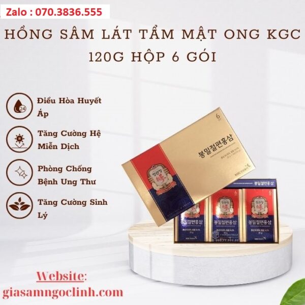 Hồng Sâm Lát Tẩm Mật Ong KGC 120g Hộp 6 gói