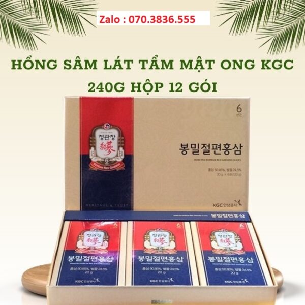 Hồng Sâm Lát Tẩm Mật Ong KGC 240g Hộp 12 gói