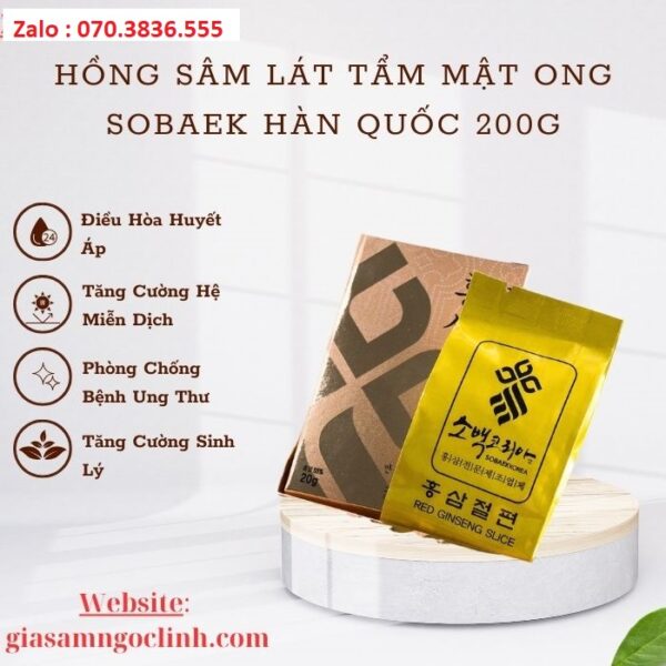 Hồng Sâm Lát Tẩm Mật Ong Sobaek Hàn Quốc 200g