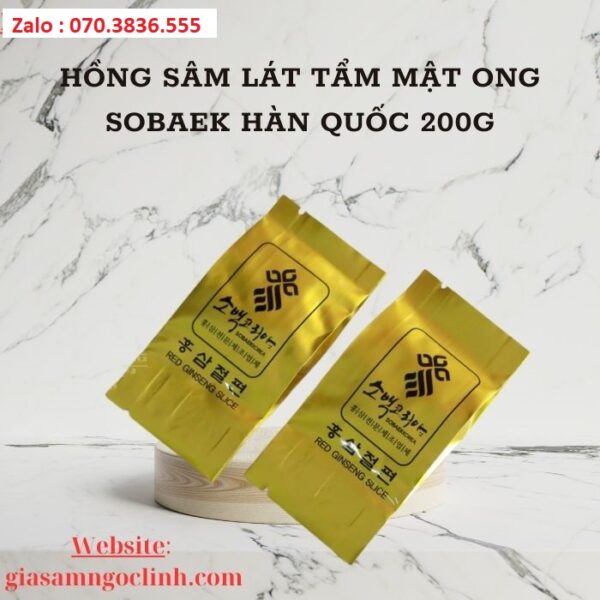 Hồng Sâm Lát Tẩm Mật Ong Sobaek Hàn Quốc 200g